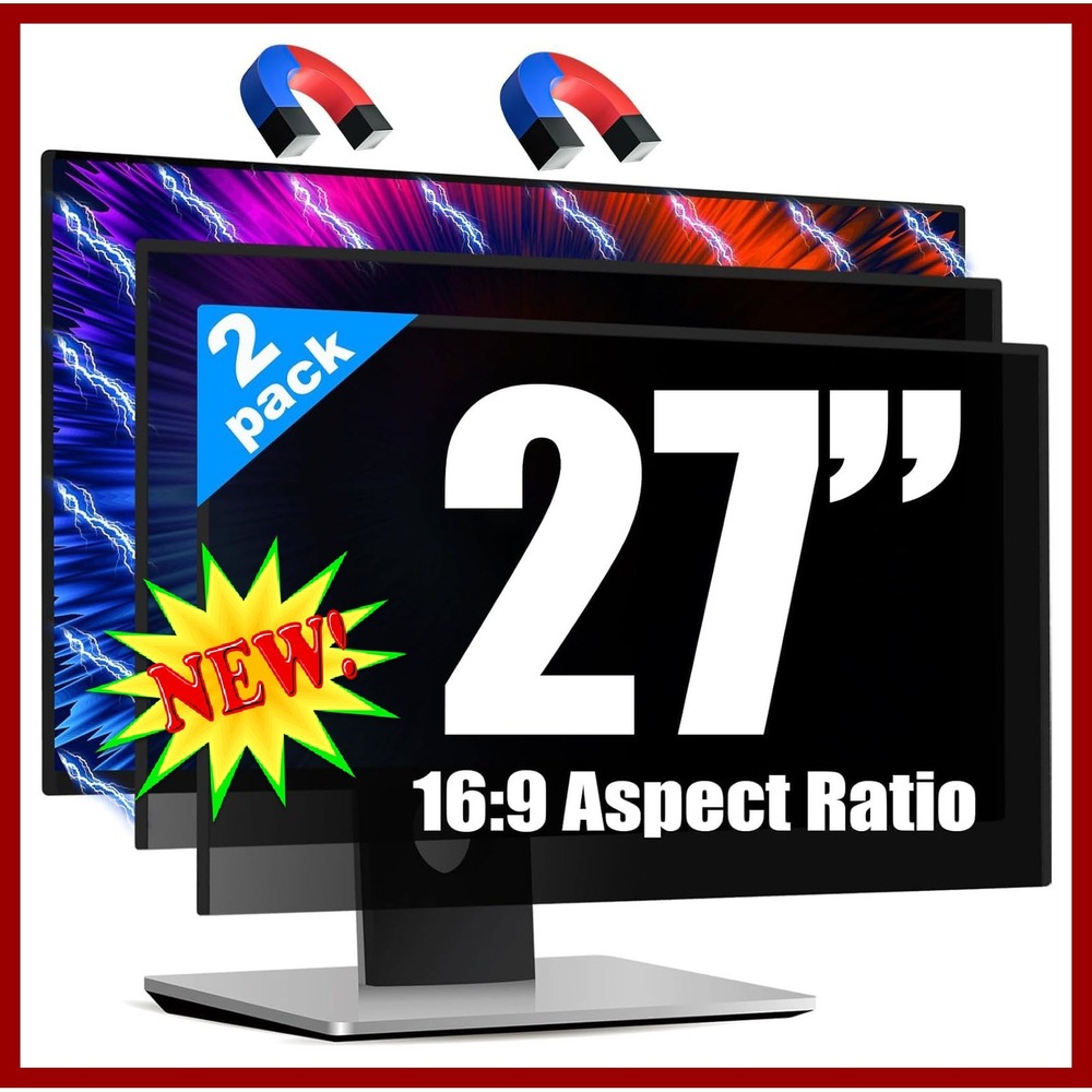 Magnetic Privacy Screen Filter 27 Inch 2 Pack Computer Monitor Anti Glare Shield